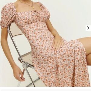 NWT REFORMATION TEYANA SHORT PUFF SLEEVES MIDI DRESS SZ 10 FLORAL FAIRY